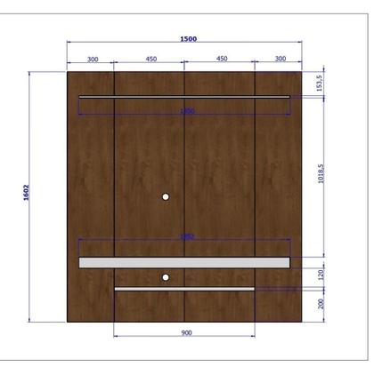 Imagem de Painel Ripado para TV até 60 Polegadas 150CMX160,2cm 2 Prateleiras Impressão Off White Móveis Bechara Leme Marrom