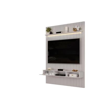 Imagem de Painel Ripado para TV até 60 Polegadas com LED MDF 183cmx240cm Trento Cinza Bali