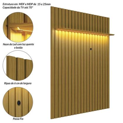 Imagem de Painel Ripado para TV até 70 Polegadas com LED MDF 177CMX218CM London