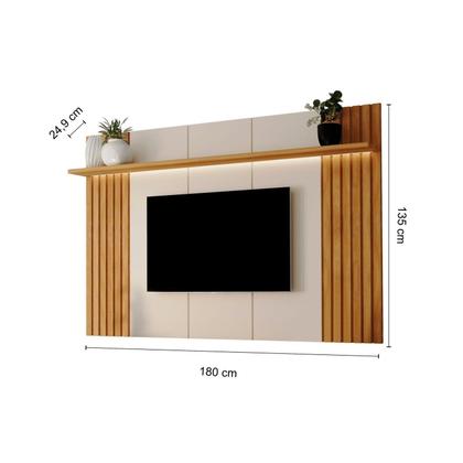 Imagem de Painel Ripado para TV até 75 Polegadas com LED 100% MDF 180CMX135CM LED Supreme Marrom