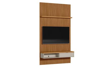 Imagem de Painel Ripado para TV até 75 Polegadas MDF 140CMX250CM Modular 1 Nicho 1 Prateleira Linea Marrom