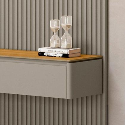 Imagem de Painel Ripado para TV até 80 Polegadas com LED MDF 297CMX250CM Modular Cinza Tauari/Gris Fosco