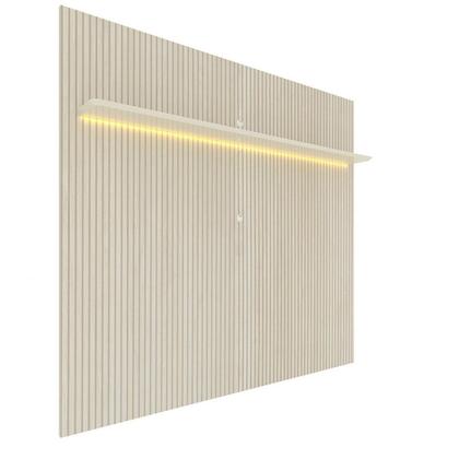 Imagem de Painel Ripado para TV até 90 Polegadas com LED 100% MDF 224CMX250CM Impressão Ripada Requinte Branco