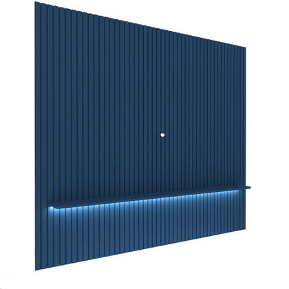 Imagem de Painel Ripado para TV até 90 Polegadas com LED 100% MDF 230CMX250CM Nobre Azul