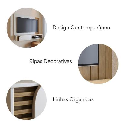 Imagem de Painel Ripado Suspenso para TV até 55 Polegadas 136CMX108CM 1 Porta Jurerê Branco