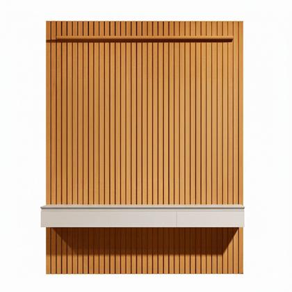 Imagem de Painel Ripado Suspenso para TV até 75 Polegadas 100% MDF 183,6cmx240cm 3 Gavetas Arbo Marrom Cedro/Off White
