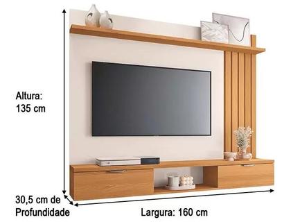 Imagem de Painel Ripado Tv até 55 1,60m  2 Portas HB Lets Cinamomo / Off White