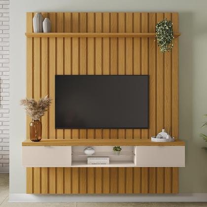 Imagem de Painel Ripado You Illusion 1.8 Cinamomo/Off White para TV até 70” - HB Móveis