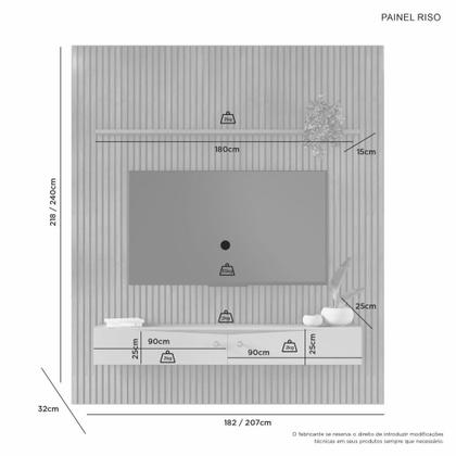 Imagem de Painel Riso 218 X 182cm Candian com Nicho - JCM Movelara