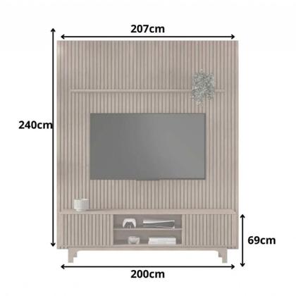 Imagem de Painel Riso Com Rack Trunfo 2 Portas Ripadas Pés MDF JCM Movelaria