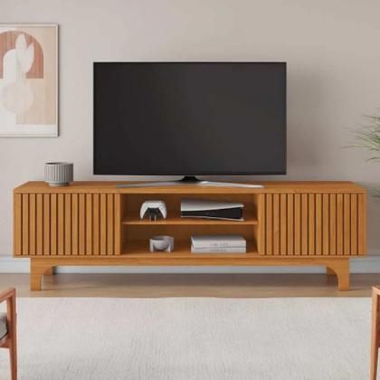 Imagem de Painel Riso Com Rack Trunfo 2 Portas Ripadas Pés MDF JCM Movelaria