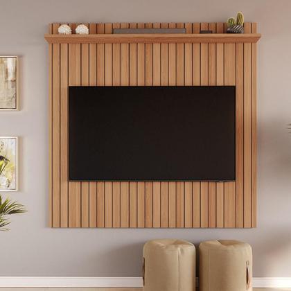 Imagem de Painel Sala de Estar Efeito Ripado 3d Para Tv Até 70 Polegadas Sevilla 1,83m Jequitibá