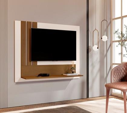 Imagem de Painel Sala Para TV até 43 Polegadas 5119 Smart - Off White / Nature - JM Casa dos Moveis