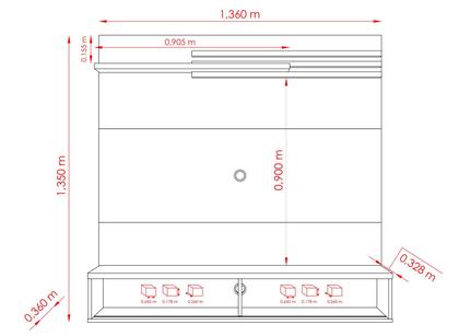 Imagem de Painel Suspenso Com Bancada Para Tv Até 55'' 2 Portas Frizz Sublime Calacata Off White - Madetec