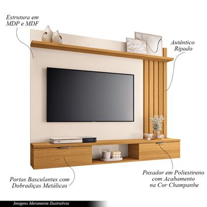 Imagem de Painel Suspenso Decorativo Ripado MDP/MDF Portas Basculantes Dublin Off White/Cinamomo G26 - Gran Belo