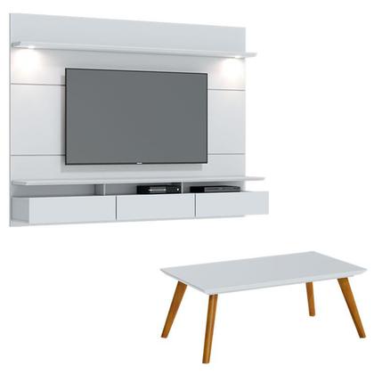 Imagem de Painel Suspenso Decore 1.8 com Mesa de Centro Classic Branco Acetinado - Imcal