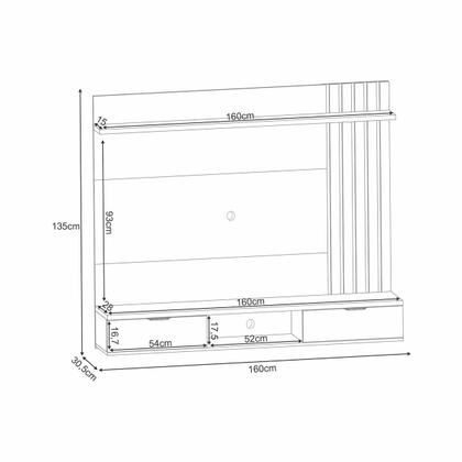 Imagem de Painel Suspenso Lecce Com 2 Portas 160x135- Cinamomo-Off White-EdeCasaMoveis