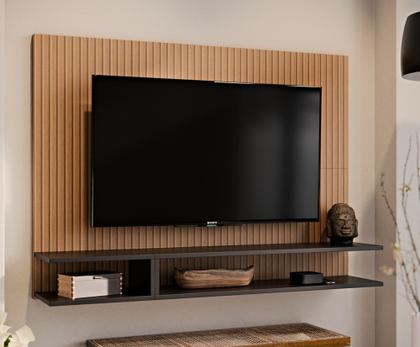 Imagem de Painel Suspenso Milão Prateleira Superior Nicho Tv até 50 Polegadas Sala Estar Quarto Cores