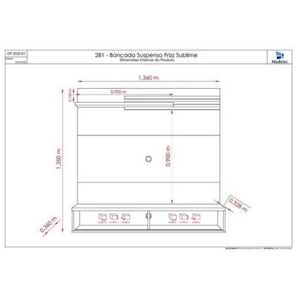 Imagem de Painel Suspenso Para TV até 55 Polegadas Frizz Sublime Cinamomo e Off White - Madetec