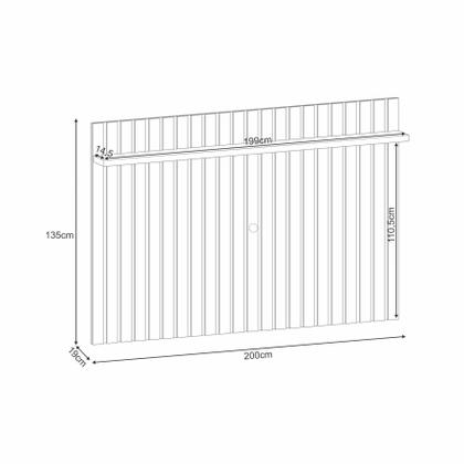 Imagem de Painel Suspenso Ripado Link 2.0 C/ Rack Bancada Essenza 2.0 Sala Estar Quarto TV Até 70 Polegadas 3 Portas Basculantes 1 Prateleira Pés De Madeira Mac