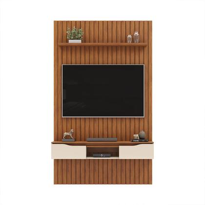 Imagem de Painel Suspenso Ripado Seko TV 55" Portas Basculantes Borda Chanfrada Freijó/OffWhite G18 - Gran Belo