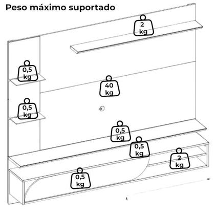 Imagem de Painel Suspenso Tv 60 Pol 180 cm Ravi Off White Freijó DJ Moveis