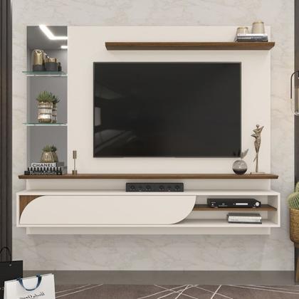 Imagem de Painel Suspenso Tv 60 Pol 180 cm Ravi Off White Freijó DJ Moveis