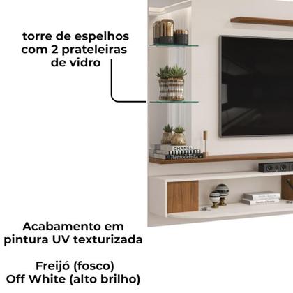 Imagem de Painel Suspenso Tv 60 Pol 180 cm Ravi Off White Freijó DJ Moveis