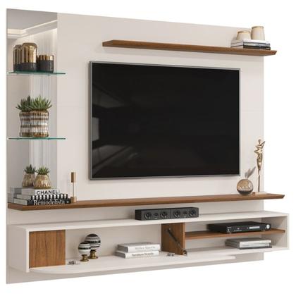 Imagem de Painel Suspenso Tv 60 Pol 180 cm Ravi Off White Freijó DJ Moveis