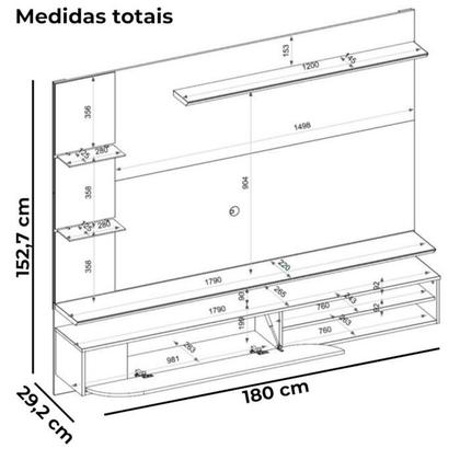 Imagem de Painel Suspenso Tv 60 Pol 180 cm Ravi Off White Freijó DJ Moveis