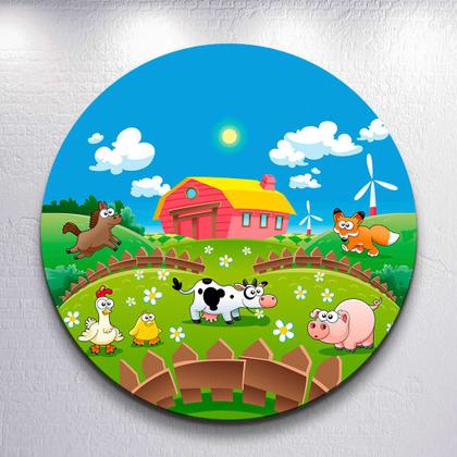Imagem de Painel Tema Fazenda Animais Capa Grande e Mini Redondoda Estampa Sublimada Festa Divertida Infantil