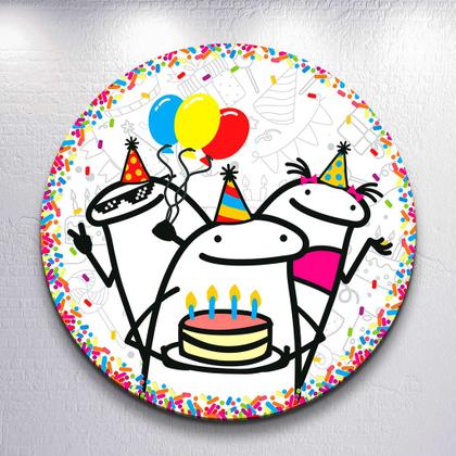 Imagem de Painel Tema Flork Aniversario Capa Grande e Mini Redondoda Estampa Sublimada Festa Divertida