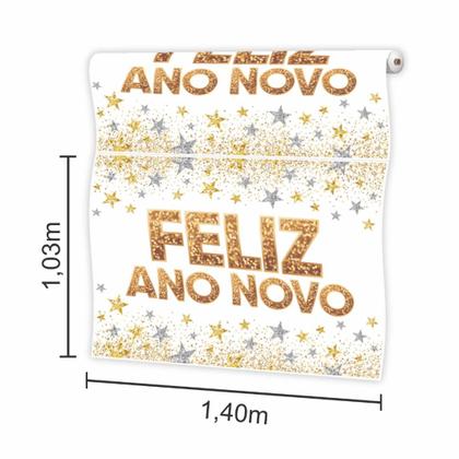 Imagem de Painel TNT Réveillon Feliz Ano Novo Fundo Branco 1,40x1,03m