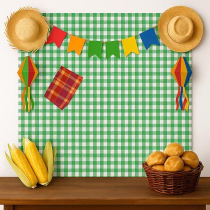 Imagem de Painel Toalha TNT Xadrez Verde Festa Junina Decoração Julina