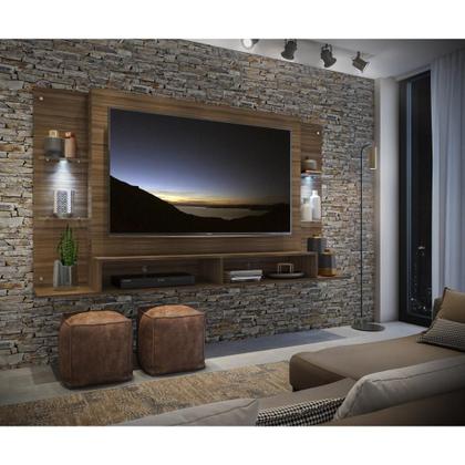Imagem de Painel TV 60" com 2 Leds e Prateleiras de Vidro Vegas Multimóveis Madeirado