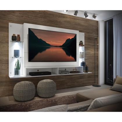 Imagem de Painel TV 60" com 4 Leds e Prateleiras de Vidro Vegas Multimóveis Branco