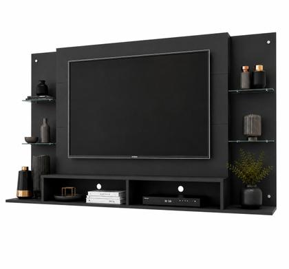 Imagem de Painel TV 60" com prateleiras de vidro Brasil Multimóveis BR2739 Preto