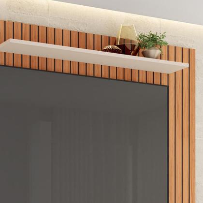 Imagem de Painel TV 60 Pol 180cm e Bancada com Rodízio Sala Navel Freijó/Off White C01 - D'Rossi