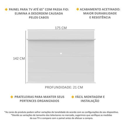 Imagem de Painel TV 65" com Prateleiras Amsterdã Classic Multimóveis Branco