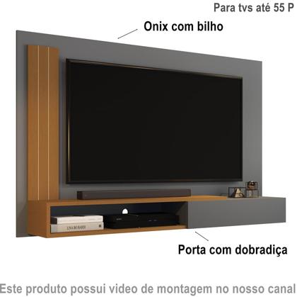 Imagem de Painel TV até 50 Polegadas Mateus com porta Onix / Nature - MJM Casa dos Moveis