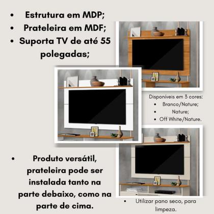 Imagem de Painel TV Até 55 Polegadas Home Suspenso com Prateleira MDF 
