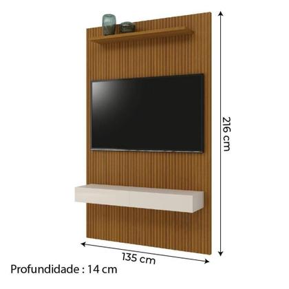 Imagem de Painel TV Até 55" Ripado Egeo Com Nicho 1,35m Cedro