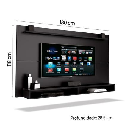 Imagem de Painel TV Até 65" Com Prateleira 1,80m Preto