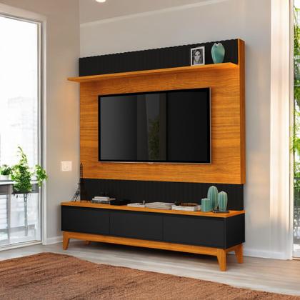 Imagem de Painel TV Quarto Grande Ripado Para TV 75 Polegadas Antalya