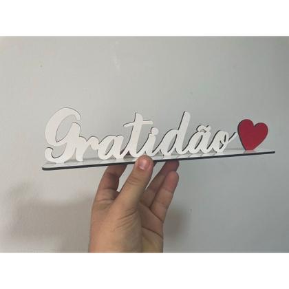 Imagem de Palavras De Mesa VÁRIOS MODELOS Gratidão Fé Amor Família Jesus Paz entre Outras Com Base Em Mdf Preto Ou Branco Brilhant