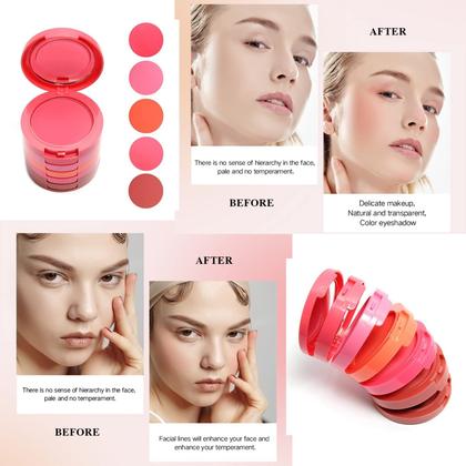 Imagem de Paleta de blusher UCANBE de 5 cores à prova d'água fosca com pincel