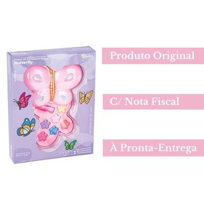 Imagem de Paleta de Sombras C/ Batom - Borboleta - Maquiagem Make Up Teen Infantil Juvenil - Fenzza