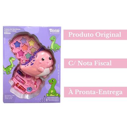 Imagem de Paleta de Sombras C/ Batom Gloss E Acess. - Dino - Maquiagem Make Up Teen Infantil - Fenzza