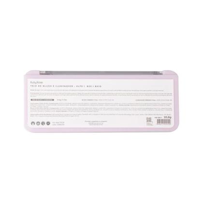 Imagem de Paleta Trio Blush Iluminador Alta Pigmentação Brilho Intenso HL70 B20 BH10 Ruby Rose
