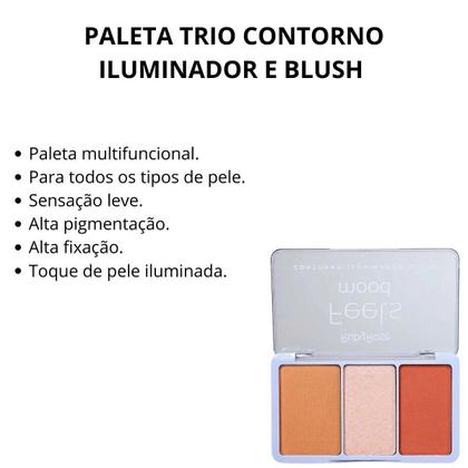 Imagem de Paleta Trio Contorno Iluminador e Blush Ruby Rose Feels Mood T20 L30 B90 - 13.2g Hb-7526